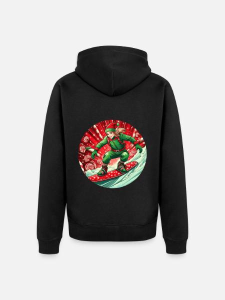 Christmas Elf Snowboarding - Unisex Premium Organic Zip Hoodie - black