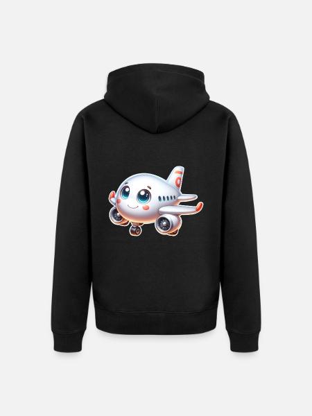 Flugzeug - Unisex Premium Bio Zip Hoodie - Schwarz