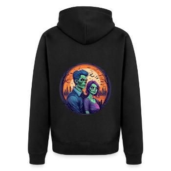 Gruseliges Halloween-party-kostüm, Zombie-paar - Unisex Premium Bio Zip Hoodie - Schwarz - Hinten - Nico (187cm)
