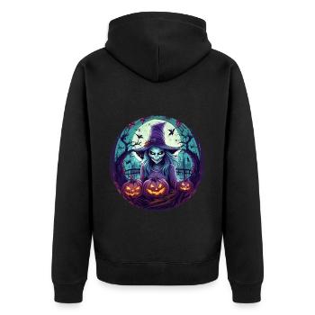 Gruseliges Halloween-partykostüm Hexe - Unisex Premium Organic Zip Hoodie - black - Back - Nico (187cm)