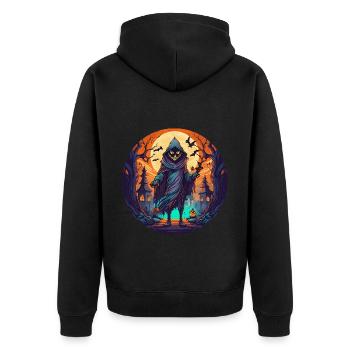 Gruseliges Halloween-partykostüm-skelett - Veste à capuche bio Premium Unisexe - noir - Dos - Nico (187cm)