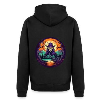 Gruseliges Halloween-partykostüm-skelett - Veste à capuche bio Premium Unisexe - noir - Dos - Nico (187cm)
