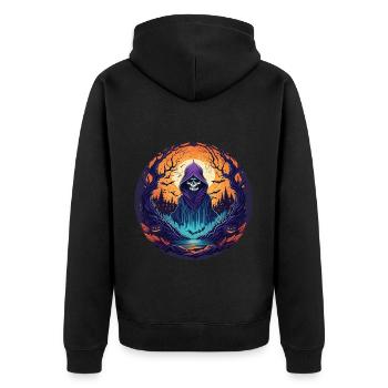 Gruseliges Halloween-party-kostüm Skelett - Veste à capuche bio Premium Unisexe - noir - Dos - Nico (187cm)
