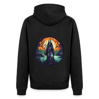 Gruselige Halloween Party Kostüm Hexe - Unisex Premium Organic Zip Hoodie - black - Back - Nico (187cm)