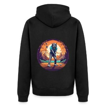 Gruseliges Halloween-partykostüm Werwolf Golf - Unisex Premium Bio Zip Hoodie - Schwarz - Hinten - Nico (187cm)