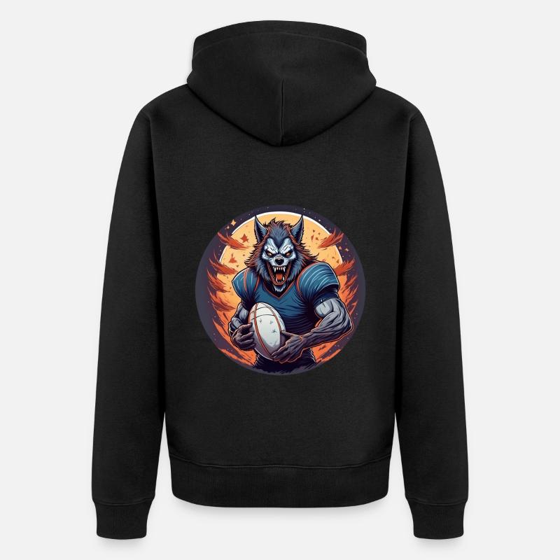 Gruseliges Halloween-partykostüm Werwolf Rugby - Veste à capuche bio Premium Unisexe - noir