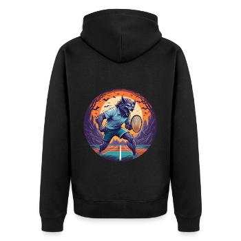 Gruseliges Halloween-partykostüm Werwolf Tnis - Unisex Premium Bio Zip Hoodie - Schwarz - Hinten - Nico (187cm)