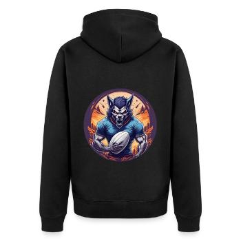 Gruseliges Halloween-partykostüm Werwolf Rugby - Veste à capuche bio Premium Unisexe - noir - Dos - Nico (187cm)