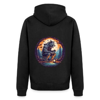 Gruselig Halloween Party Kostüm Werwolf Camping - Unisex Premium Organic Zip Hoodie - black - Back - Nico (187cm)