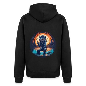 Gruseliges Halloween-partykostüm Werwolf-kostüm - Unisex Premium Bio Zip Hoodie - Schwarz - Hinten - Nico (187cm)