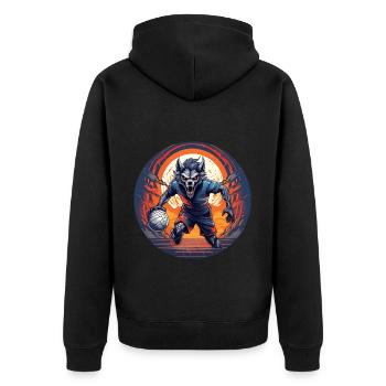 Gruseliges Halloween-partykostüm Werwolf-handball - Unisex Premium Bio Zip Hoodie - Schwarz - Hinten - Nico (187cm)