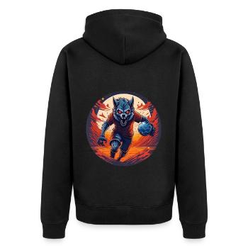 Spooky Halloween party costume werewolf handball - Unisex Premium Organic Zip Hoodie - black - Back - Nico (187cm)