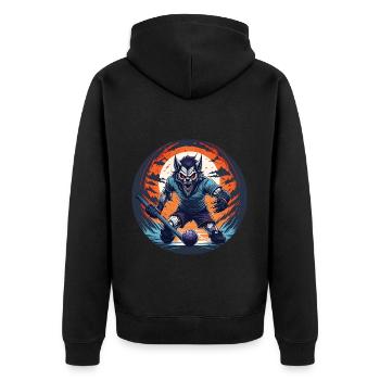 Gruseliges Halloween-partykostüm Werwolffeld - Unisex Premium Bio Zip Hoodie - Schwarz - Hinten - Nico (187cm)