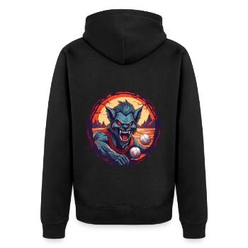 Creepy Halloween Party Costume Werewolf - Unisex Premium Organic Zip Hoodie - black - Back - Nico (187cm)