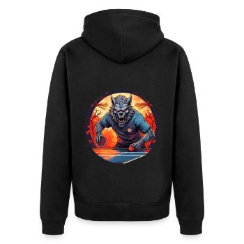 Gruseliges Halloween-partykostüm Werwolf Ping Pong - Unisex Premium Bio Zip Hoodie - Schwarz - Hinten - Nico (187cm)