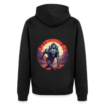 Gruseliges Halloween-partykostüm Werwolf Läuft - Unisex Premium Bio Zip Hoodie - Schwarz - Hinten - Nico (187cm)