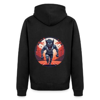 Gruseliges Halloween-partykostüm Werwolf Läuft - Unisex Premium Bio Zip Hoodie - Schwarz - Hinten - Nico (187cm)