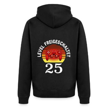 Niveau 25 Débloqué 25 Anniversaire 25 ans - Veste à capuche bio Premium Unisexe - noir - Dos - Nico (187cm)