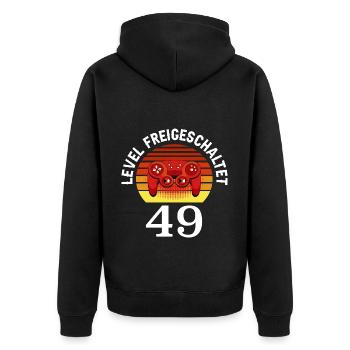 Level 49 Unlocked 49 Birthday 49 years old - Unisex Premium Organic Zip Hoodie - black - Back - Nico (187cm)