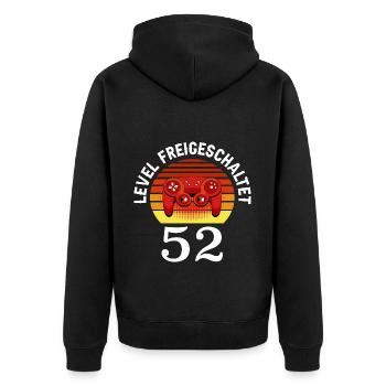 Level 52 Unlocked 52 Birthday 52 years old - Unisex Premium Organic Zip Hoodie - black - Back - Nico (187cm)