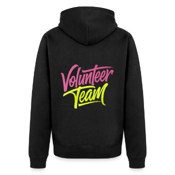 Volunteer Team 16 - Unisex Premium Bio Zip Hoodie - Schwarz - Hinten - Nico (187cm)