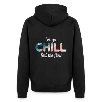 Flow Shirt für Urlaub & Vibes - Unisex Premium Bio Zip Hoodie - Schwarz - Hinten - Nico (187cm)