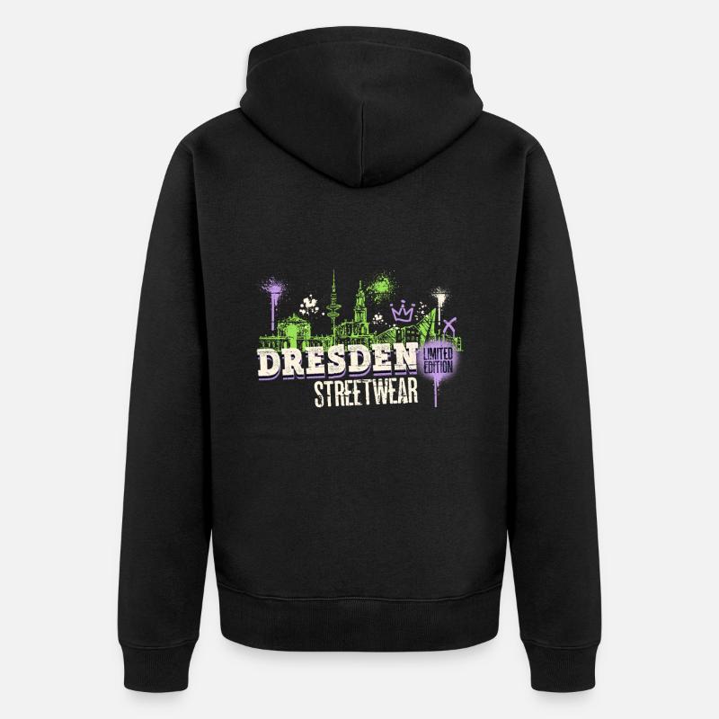 Dresde Skyline City Allemagne Graffiti - Veste à capuche bio Premium Unisexe - noir
