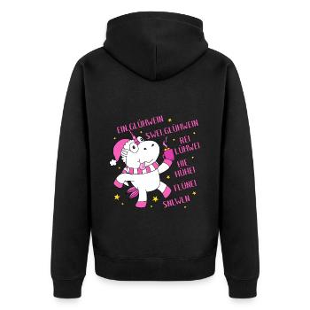 Glühweinhorn Weihnachtsmarkt Coole Lustige Sprüche - Unisex Premium Bio Zip Hoodie - Schwarz - Hinten - Nico (187cm)
