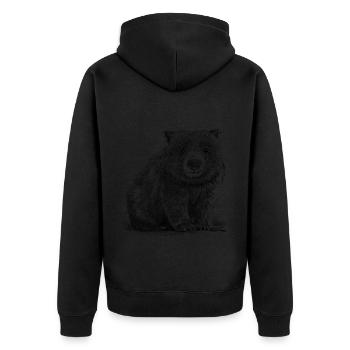 Wombat Realistic Handrawn - Unisex Premium Bio Zip Hoodie - Schwarz - Hinten - Nico (187cm)