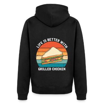 Food Love Sandwich Baguette Cheese - Unisex Premium Organic Zip Hoodie - black - Back - Nico (187cm)