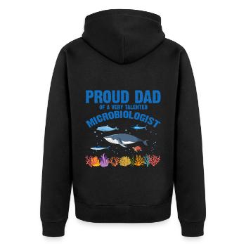 Proud Dad Microbiology Biology Biologist Sea - Unisex Premium Organic Zip Hoodie - black - Back - Nico (187cm)
