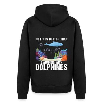 Avec les dauphins Nage Dauphin Océan Mammifère marin - Veste à capuche bio Premium Unisexe - noir - Dos - Nico (187cm)