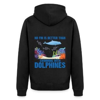 Avec les dauphins Nage Dauphin Océan Mammifère marin - Veste à capuche bio Premium Unisexe - noir - Dos - Nico (187cm)