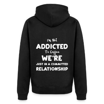 Je ne suis pas accro au café Nous sommes... - Veste à capuche bio Premium Unisexe - noir - Dos - Nico (187cm)