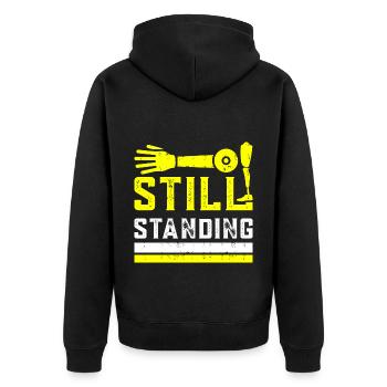 Still Standing Funny Leg Amputation Leg Amputee - Unisex Premium Organic Zip Hoodie - black - Back - Nico (187cm)