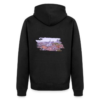 Roma Rome Rom - Unisex Premium Bio Zip Hoodie - Schwarz - Hinten - Nico (187cm)
