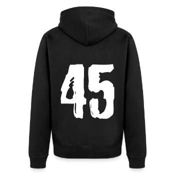 Maillot à 45 chiffres - Veste à capuche bio Premium Unisexe - noir - Dos - Nico (187cm)