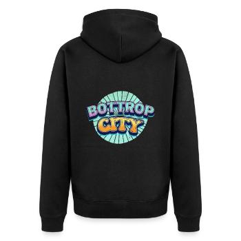 Bottrop Deutschland Stadt Schrift Pop Art Comic - Unisex Premium Bio Zip Hoodie - Schwarz - Hinten - Nico (187cm)