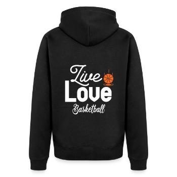 Live Love Basketball - Veste à capuche bio Premium Unisexe - noir - Dos - Nico (187cm)
