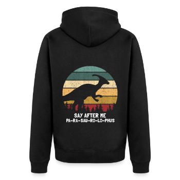 Dinosaurier Motif für Paläontologen - Unisex Premium Bio Zip Hoodie - Schwarz - Hinten - Nico (187cm)