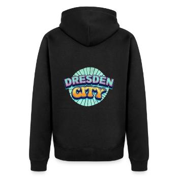Dresden Germany City Font Pop Art Comic - Unisex Premium Organic Zip Hoodie - black - Back - Nico (187cm)