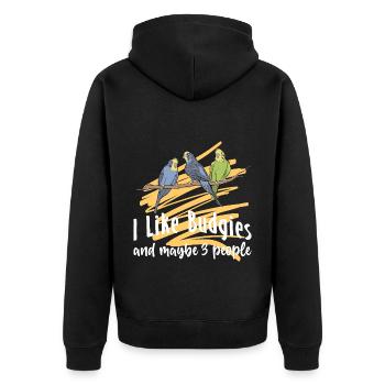 Budgerigar Pet Bird | Idées cadeaux pour les oiseaux - Veste à capuche bio Premium Unisexe - noir - Dos - Nico (187cm)