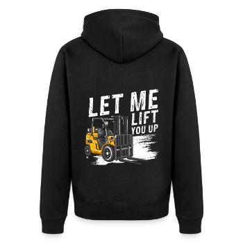 Gabelstaplerbediener und Gabelstaplerfahrer - Unisex Premium Bio Zip Hoodie - Schwarz - Hinten - Nico (187cm)