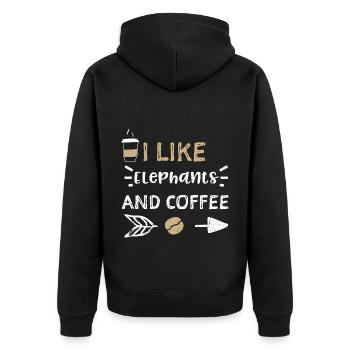 I Like Elephants And Coffee - Unisex Premium Bio Zip Hoodie - Schwarz - Hinten - Nico (187cm)
