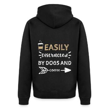 Facilement distrait par les chiens et co... - Veste à capuche bio Premium Unisexe - noir - Dos - Nico (187cm)