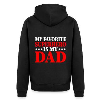 Mon super-héros préféré est mon père 13 ans - Veste à capuche bio Premium Unisexe - noir - Dos - Nico (187cm)