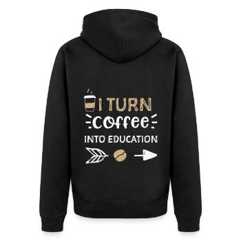 Je transforme le café en éducation - Veste à capuche bio Premium Unisexe - noir - Dos - Nico (187cm)