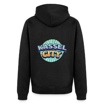 Kassel Germany City Font Pop Art Comic - Unisex Premium Organic Zip Hoodie - black - Back - Nico (187cm)