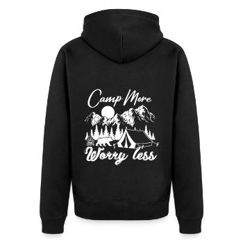 Camping Wohnmobil Van Vintage im Wohnwagen Caravan - Unisex Premium Bio Zip Hoodie - Schwarz - Hinten - Nico (187cm)