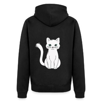 White Main Coon Cat Cat Outfit for - Unisex Premium Organic Zip Hoodie - black - Back - Nico (187cm)